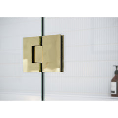 Shower Door, Halo, Frameless Glass Hinge, 36 in. x 78 in., Polished Brass