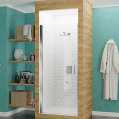 Shower Door, Lancer, Hinged, Semi-Frameless, Tempered Glass, Polished Chrome