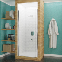 Shower Door, Lancer, Hinged, Semi-Frameless, Tempered Glass, Polished Chrome