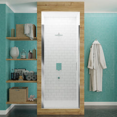 Shower Door, Lancer, Hinged, Semi-Frameless, Tempered Glass, Polished Chrome