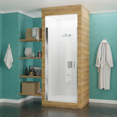 Shower Door, Lancer, Hinged, Semi-Frameless, Tempered Glass, Polished Chrome