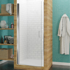 Shower Door, Lancer, Hinged, Semi-Frameless, Tempered Glass, Polished Chrome