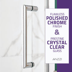 Shower Door, Lancer, Hinged, Semi-Frameless, Tempered Glass, Polished Chrome