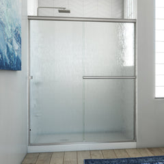 Shower Door, Lese, Semi-Frameless Bypass, Tempered Glass, Brushed Nickel