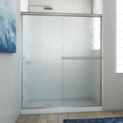 Bypass Shower Door, Lese, Semi-Frameless with Header in Brushed Nickel