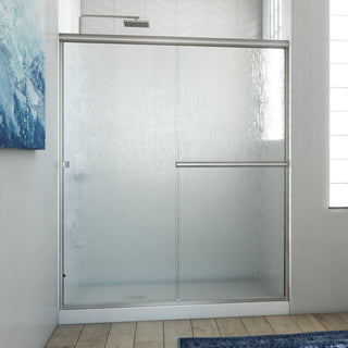 Bypass Shower Door, Lese, Semi-Frameless with Header in Brushed Nickel