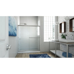 Shower Door, Lese, Semi-Frameless Bypass, Tempered Glass, Brushed Nickel