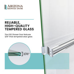 Shower Door, Lese, Semi-Frameless Bypass, Tempered Glass, Brushed Nickel