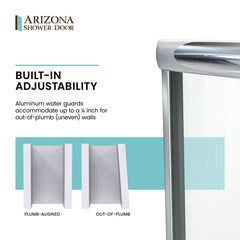 Shower Door, Lese, Semi-Frameless Bypass, Tempered Glass, Brushed Nickel