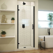 Shower Door, MP, Hinged Semi-Frameless with Clear Glass in Matte Black