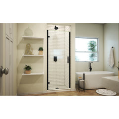 Shower Door, MP, Hinged, Semi-Frameless, Clear Glass, Matte Black