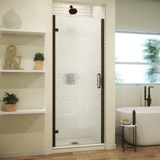 Shower Door, MP, Hinged Semi-Frameless, Rain Glass, Anodized Oil Rubbed Bronze