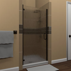 Shower Door, MP, Hinged Semi-Frameless, Rain Glass, Anodized Oil Rubbed Bronze