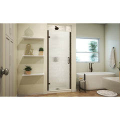 Shower Door, MP, Hinged Semi-Frameless, Rain Glass, Anodized Oil Rubbed Bronze