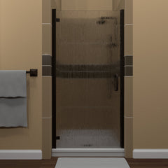 Shower Door, MP, Hinged Semi-Frameless, Rain Glass, Anodized Oil Rubbed Bronze