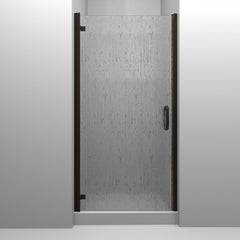 Shower Door, MP, Hinged Semi-Frameless, Rain Glass, Anodized Oil Rubbed Bronze