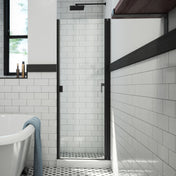 Shower Door, RD, Hinged, Semi-Frameless, Tempered Glass, Matte Black