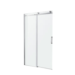 Shower Door, Rhodes, Frameless Sliding, Tempered Glass, 60 In, Brushed Nickel