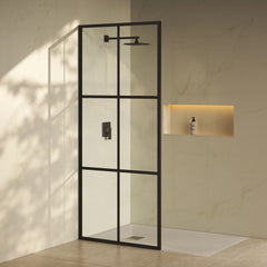 Shower Door, Virage, Framed Fixed Panel in Black Matte