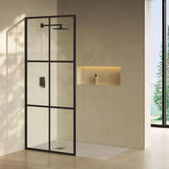 Shower Door, Virage, Framed Fixed Panel in Black Matte