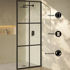 Shower Door, Virage, Framed Fixed Panel in Black Matte