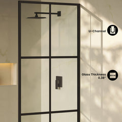 Shower Door, Virage, Framed Fixed Panel in Black Matte