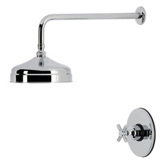 Shower Faucet, Convergent, Pressure Balanced with Cross Handle in Polished Chrome