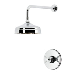 Shower Faucet, Convergent, Pressure Balanced with Cross Handle in Polished Chrome