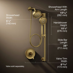 Shower Kit, Purist, 2.5 GPM, Wall Mount, Vibrant Brushed Moderne Brass