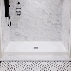 Shower Pan, Alexander with Center Drain in Glossy White