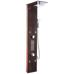 Shower Panel, 28 Jets, Adjustable Shower Head, Thermostatic, Rich Mahogany