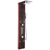 Shower Panel, 28 Jets, Adjustable Shower Head, Thermostatic, Rich Mahogany