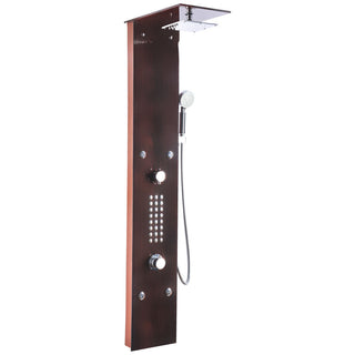 Shower Panel, 28 Jets, Adjustable Shower Head, Thermostatic, Rich Mahogany