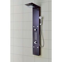 Shower Panel, 28 Jets, Adjustable Shower Head, Thermostatic, Rich Mahogany