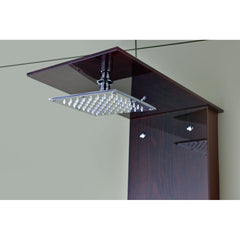 Shower Panel, 28 Jets, Adjustable Shower Head, Thermostatic, Rich Mahogany