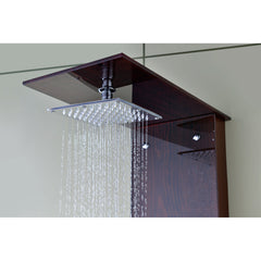 Shower Panel, 28 Jets, Adjustable Shower Head, Thermostatic, Rich Mahogany