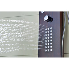 Shower Panel, 28 Jets, Adjustable Shower Head, Thermostatic, Rich Mahogany