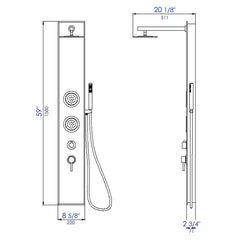 Shower Panel, Adjustable Shower Head, Stainless Steel, 59 Inch