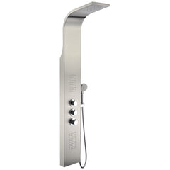 Shower Panel, Arc, 64 in with 2 Jets in Brushed Stainless Steel