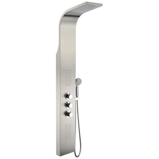 Shower Panel, Arc, 64 in with 2 Jets in Brushed Stainless Steel