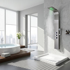 Shower Panel, Arc, 64 in with 2 Jets in Brushed Stainless Steel