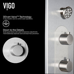 Shower Panel, Dilana, 6-Jet, Wall Mount, Stainless Steel