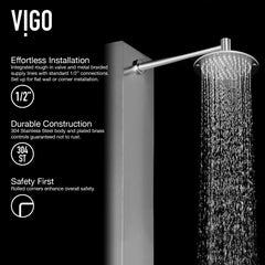 Shower Panel, Dilana, 6-Jet, Wall Mount, Stainless Steel