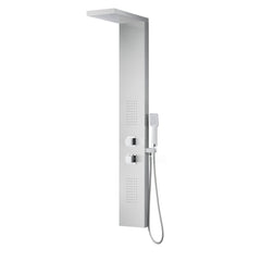 Shower Panel System, Expanse, 57 in with 2 Jets in Brushed Steel