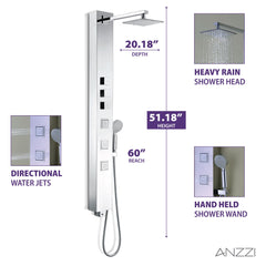 Shower Panel System, Lann, 53 in. with 3 Jets in Chrome