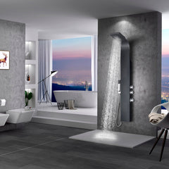 Shower Panel System, Level, 66 in. with 3 Jets in Black