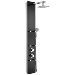 Shower Panel System, Melody, 59 in. 6-Jetted in Black Deco-Glass