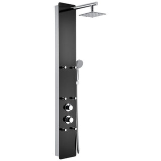 Shower Panel System, Melody, 59 in. 6-Jetted in Black Deco-Glass
