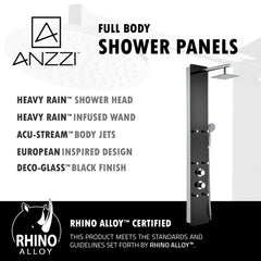 Shower Panel System, Melody, 59 in. 6-Jetted in Black Deco-Glass