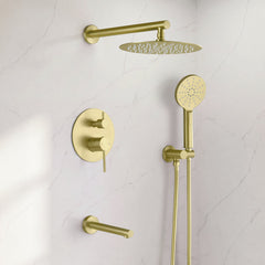 Shower System, Circular, Wall Mounted, Rough-In Valve, Brushed Gold